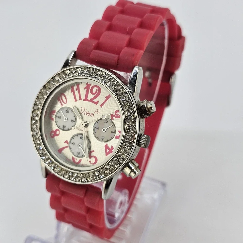 Women's Analog Watch 36MM Gray Dial Multicolor Plastic Bands NEW Battery